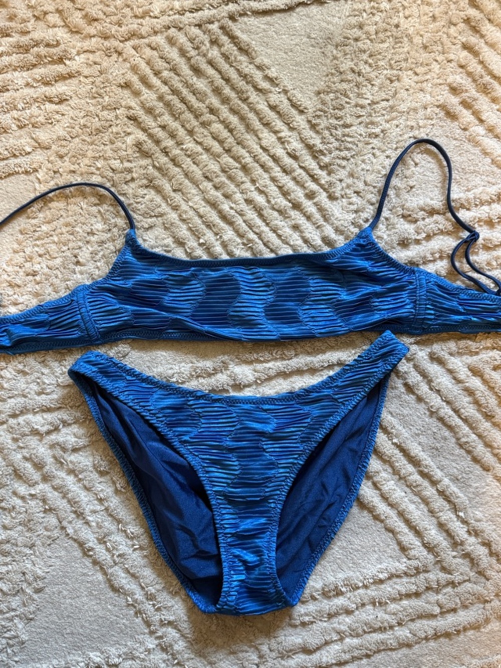 Triangl Textured Blue Bikini Set